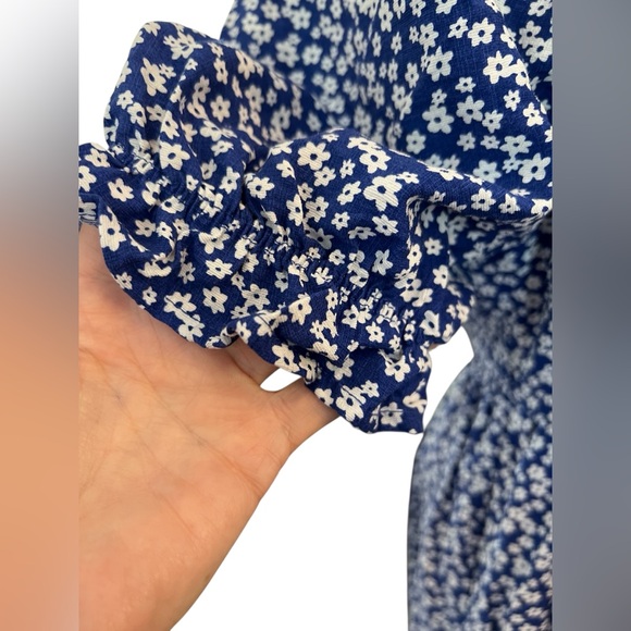๐ธ EUC LUSH Navy Floral Ruffle Sleeve Dress w/ Pockets | Womenโs XL - Picture 6 of 11